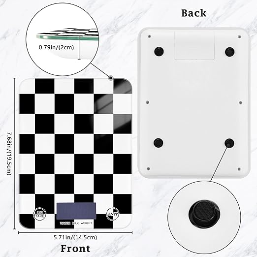 Food Scale Kitchen Scale Food Scales Digital Weight Grams and Ounces Small Electronic Food Scale for Baking Cooking Checkered Black White
