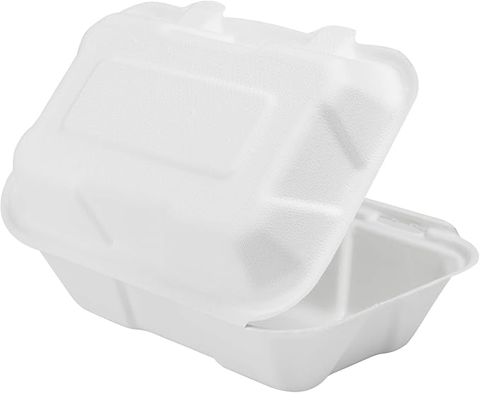 KARAT EARTH Clamshell Take Out Food Containers [9"x6", 200 ct ] Compostable To Go Containers, Natural Biodegradable Bagasse | White