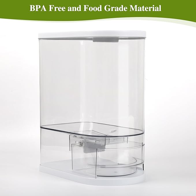 Rice Dispenser, 22 Lbs Rice Storage Container with Measuring Cup, BPA-Free Rice Holder for Kitchen Pantry Organization (Clear, 22lb)