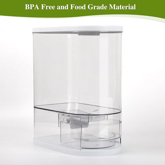 Rice Dispenser, 22 Lbs Rice Storage Container with Measuring Cup, BPA-Free Rice Holder for Kitchen Pantry Organization (Clear, 22lb)