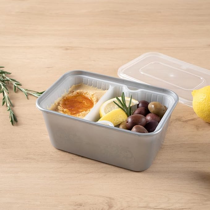 Restaurantware TRAYS ONLY: Futura 10 Ounce Trays For Meal Prep Containers 100 Microwavable Trays For 32 Or 37 Ounce Containers - Containers Sold Separately 2 Compartments White Plastic Food Trays
