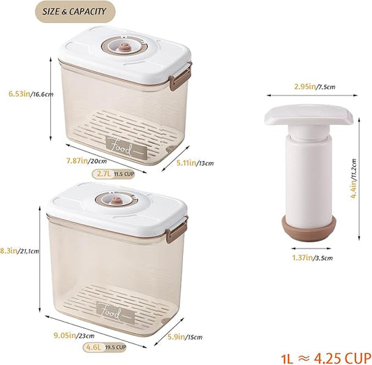 Vacuum Seal Containers - Marinade and Keep Food Fresh with Time Dial, BPA Free, Drainer, Microwave Friendly - 2 Piece Set (11.5Cups+19.5Cups)