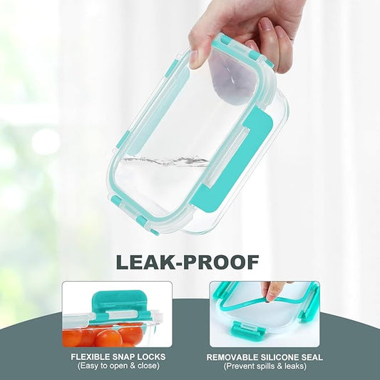 10 Packs 22 oz Glass Meal Prep Containers, Glass Food Storage Containers with Lids, Airtight Lunch Boxes BPA Free, Microwave and Freezer Safe, Green