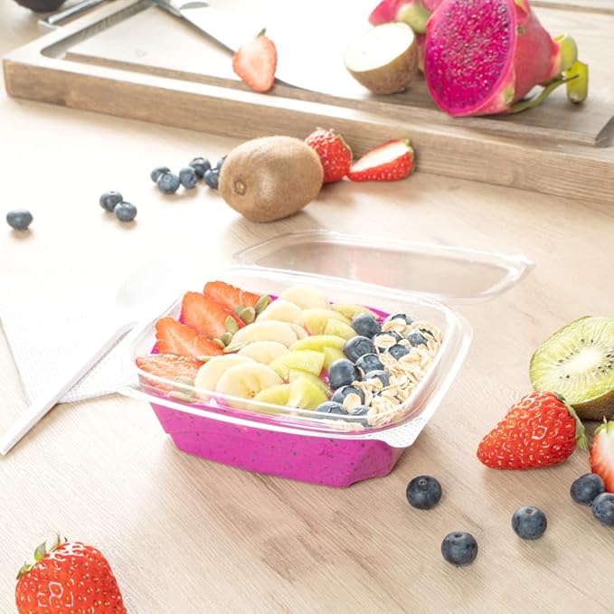 Restaurantware Thermo Tek 12 Ounce Deli Food Containers 100 Anti-Fog Hinged Lid Containers - Freezable Rectangle Clear Plastic To Go Food Containers Disposable