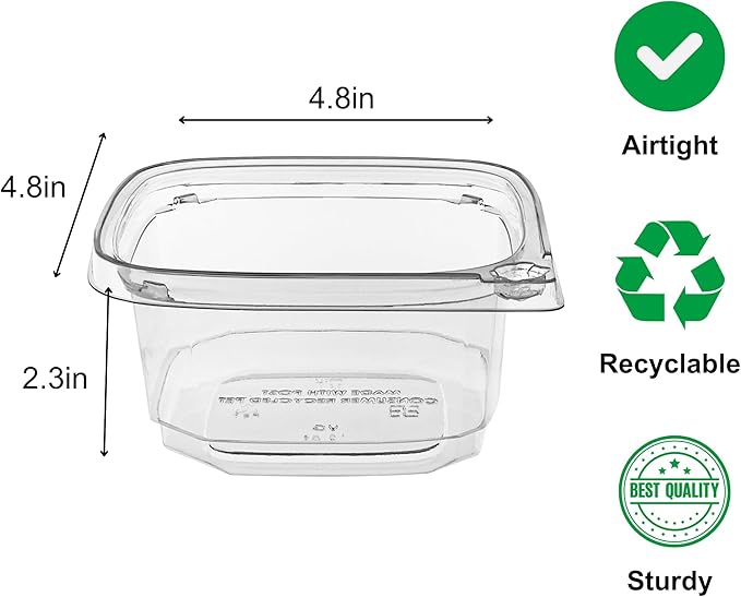 12 oz Tamper Evident Square Deli Container - Lids Sold Separately - for Accessories, Lego, Crafts, Candy, Cookie, Dessert, Snack, Fruit (Case of 500)