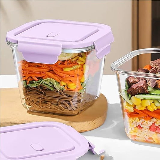 28oz glass soup containers with lids, Square Glass Meal Prep Storage Containers, Glass Soup Containers, Kitchen Meal Prep Bowls with Airtight Lids, Freezer, Microwave, Dishwasher Safe (4)