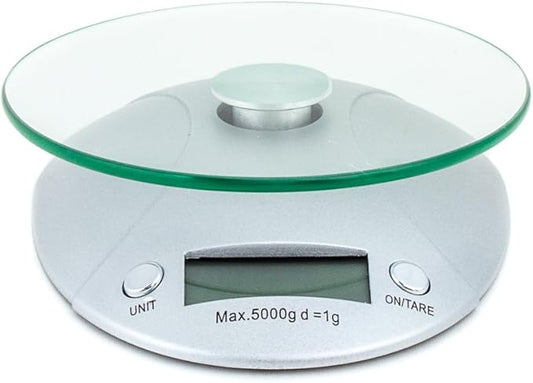 Fox Run Digital Kitchen Scale with Removable Glass Tray, 7.25 x 6 x 1.5 inches, Multicolored