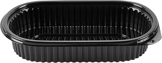 Restaurantware RW Base 25 Ounce Meal Prep Containers, 100 Microwavable To Go Containers With Lids - Disposable, Freezable, Black Plastic Oval Food Containers, Pack Hot And Cold Food, For Takeaway