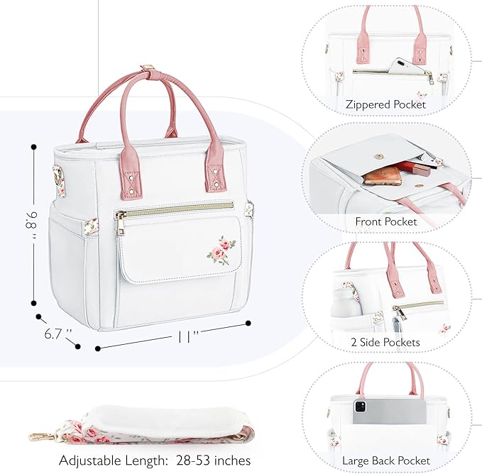 Deluxe Large Insulated Lunch Bag Box Women - Leakproof Waterproof Cooler with Multi Pockets Removable Strap for Work Picnic - Teacher Mothers Day Christmas Birthday Gifts