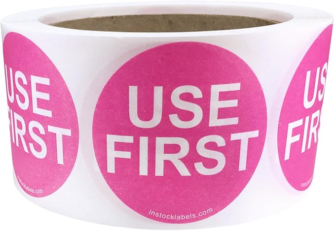 Dissolvable Use First Labels for Food Rotation Shelf Life Prep 2 Inch Round Circle Dots 500 Adhesive Stickers