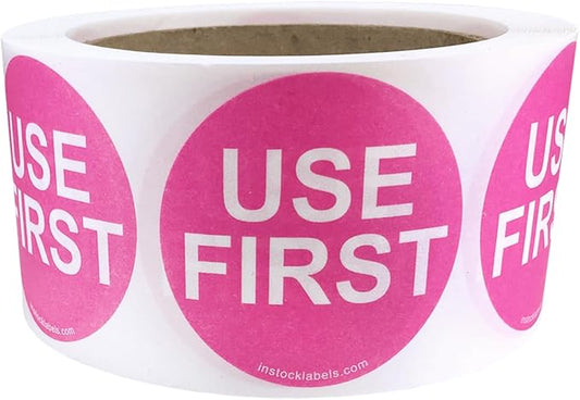 Dissolvable Use First Labels for Food Rotation Shelf Life Prep 2 Inch Round Circle Dots 500 Adhesive Stickers