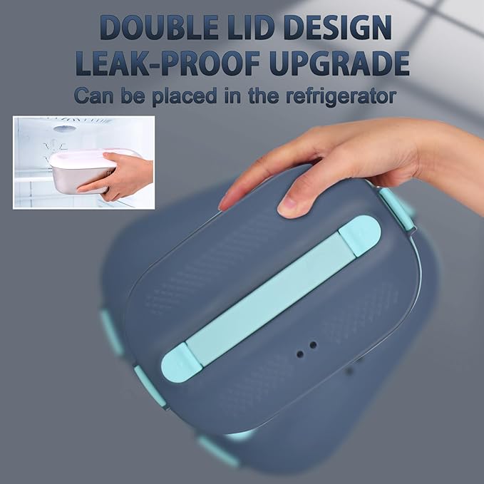 120W 12V/24V/110V/220V Electric Lunch Box for Adults | 1.8L+0.45L Dual-Lid Hot Lunch Box For Adults, with Spoon, Fork & Insulated Bag