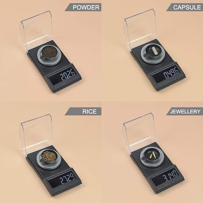 Milligram Scale with USB Supply, NEWACALOX Reloading Scale 100 x 0.001g, High Precision Portable Multifunction Lab Powder Scales with Calibration Tare Weights, Tweezers, Weighing Pans Black