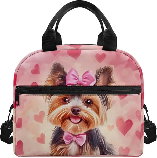 Showudesigns Yorkshire Dog Lunch Bag for Women Cute Insulated Lunch Box Teen Girls Lightweight Lunch Containers for School Work Office Shopping Travel Cooler Tote Bags School Supplies
