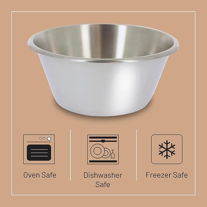de Buyer Stainless Steel Mixing Bowl with Flat Bottom - 11”, 5.8 qt - Mix, Stir, Whip, Mash, Whisk & Combine - Dishwasher Safe - Made in France
