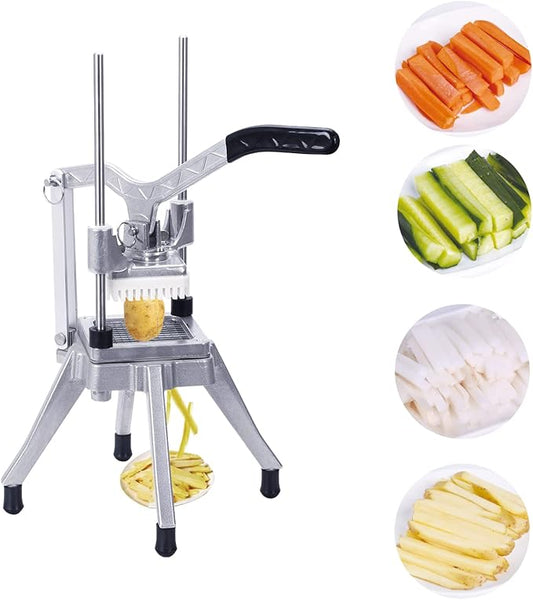 Commercial Vegetable Fruit Chopper 1/4″3/8″1/2″Blade Onion Chopper French Fry Cutter Slicer Stainless Steel for Tomato Potato Cutting Restaurant Home Kitchen, Sliver