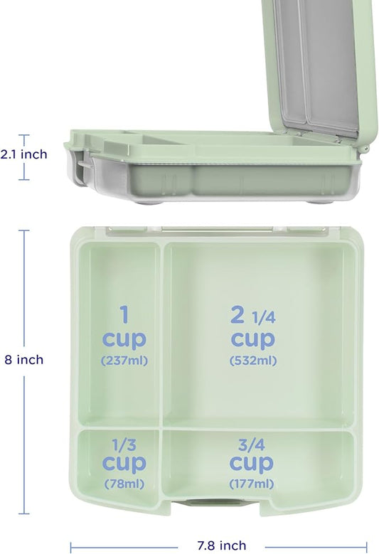 Ubbi Bento Lunch Box for Kids with 4 Compartments, BPA-Free, Leakproof, Dishwasher Safe, Food-Safe Material, Portion-Controlled Lunch Container, Kids Summer Camp, Sage Green