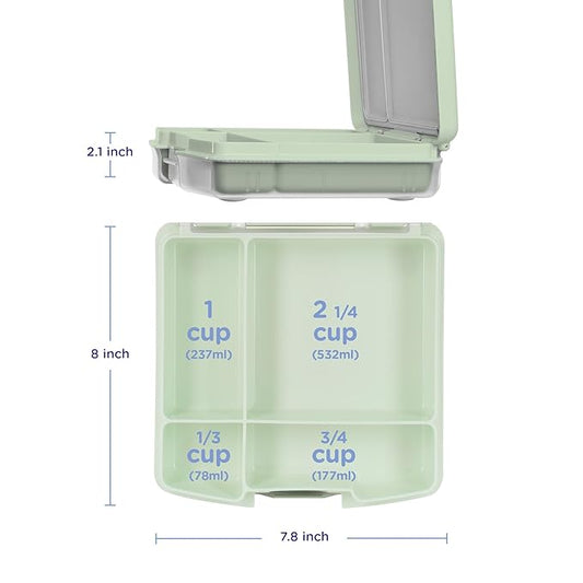 Ubbi Bento Lunch Box for Kids with 4 Compartments, BPA-Free, Leakproof, Dishwasher Safe, Food-Safe Material, Portion-Controlled Lunch Container, Kids Summer Camp, Sage Green