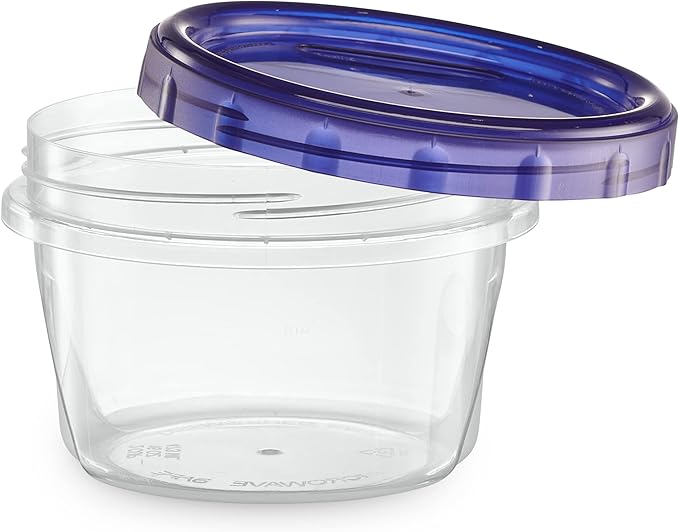16 ounce Plastic Food Storage Containers with colored Twist Top Lids Reusable Leak Proof Deli Containers for Freezer Storage Meal Prep (24)