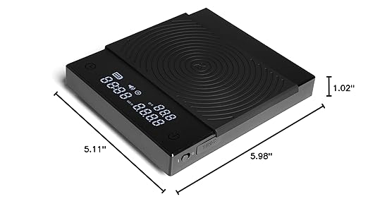 TIMEMORE Coffee Scale with Timer Basic 2.0, 2kg/0.1g High Precise Pour Over Drip Espresso Scale, Digital Coffee Scale 2 Weight Units, Rechargeable, Black