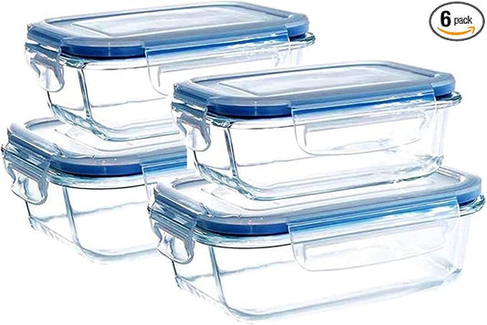 Glass Containers BPA-Free Locking Lids - 4 Pack, Premium Meal Prep Containers, Leakproof, Airtight, Microwave, Oven, Freezer, Dishwasher Safe, Ideal for Lunch, Kitchen, and Food Storage (Set of 4)