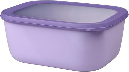 Mepal Cirqula 3000ml / 101oz Circular Rectangular Multi Food Storage & Serving Container with Transparent Lids | Perfect for Food Prep | Microwave & Dishwasher Safe | Nordic Lilac | Made in Holland