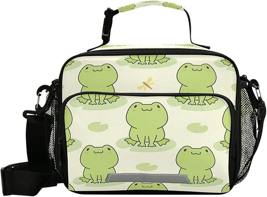 MNSRUU Unisex Cute Frog Insulated Lunch Bag, 11"x4.33"x 9.05", Keeps Food Warm or Cold for Hours