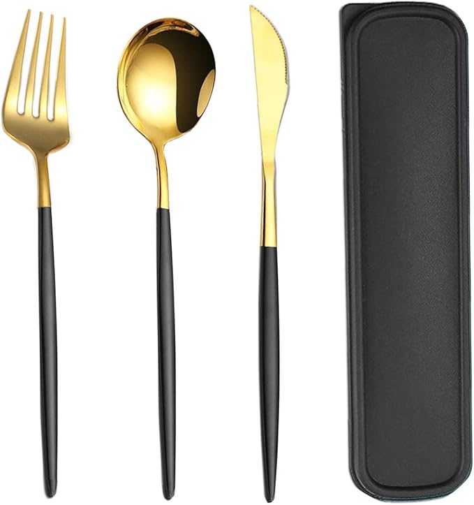 Reusable Utensils Set With Case, Reusable Travel Flatware，Travel Silverware Set With Case ，Reusable Travel Flatware For Home Office School Camping