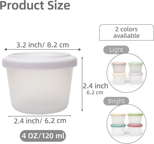 4 Pack Small Silicone Snack Containers with Lids 4 oz Reusable Food Storage Containers Bento Lunch Snack Pots for Adults & Kids Meal Prep Containers