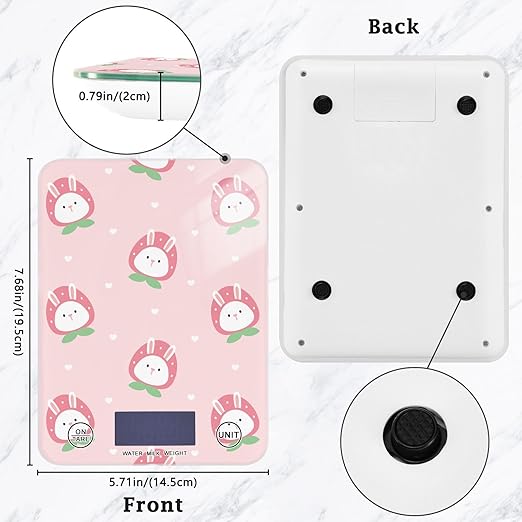 Food Scale Kitchen Scale Food Scales Digital Weight Grams and Ounces Small Electronic Food Scale for Baking Cooking Pink Bunny