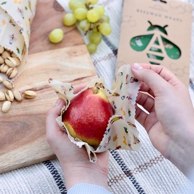Parforna Beeswax Food Wraps - Reusable & Sustainable Wraps in 3 Sizes, Plastic Film Alternative, Food Storage Wraps, Bread Sandwich Wrapper, Eco-Friendly, Organic, Zero-Waste, Fresh Food For Longer