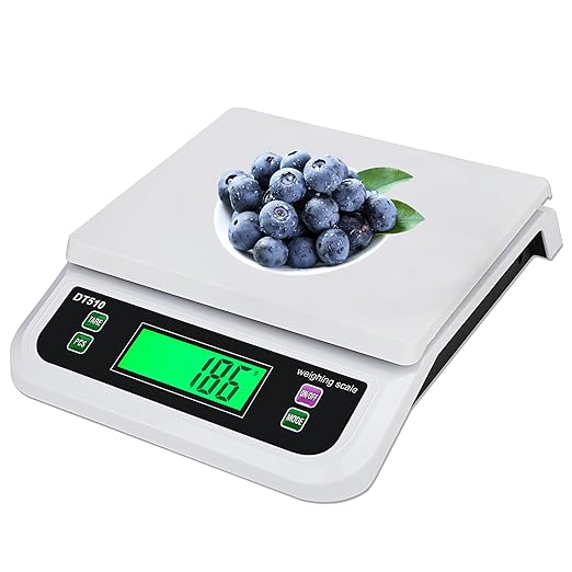 Large Food Scales for Kitchen 66LB 30kg Digital Kitchen Scale with Tare and Prep Counting Food Weight Baking Scale with LCD Display for Bakery (White, 30kg)