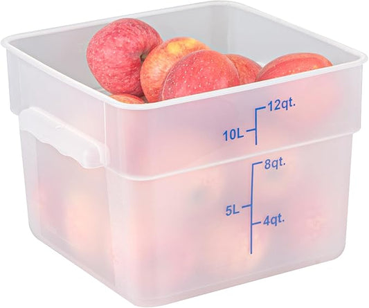 Restaurantware - Met Lux 12 Quart Food Storage Container, 1 Translucent Storage Container - Lids Sold Separately, Blue Volume Markers, Dishwashable Container, Side Handles, For Storing Foods