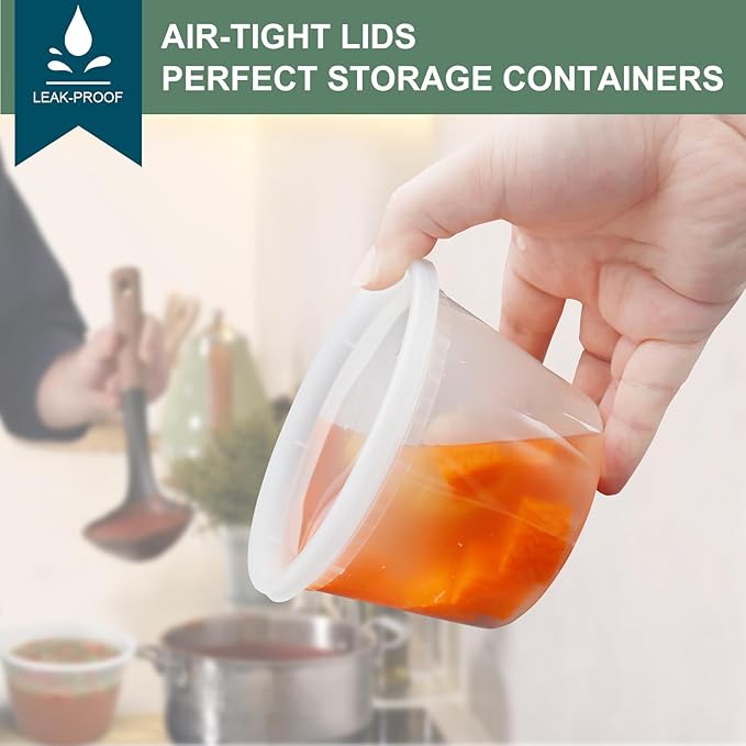 Deli Containers with Lids 16 oz [24 Set] - Food Storage Containers with Lids Freezer Safe, Soup Containers for Restaurant, BPA Free | Portion Control | Leakproof | Microwave| Washable…
