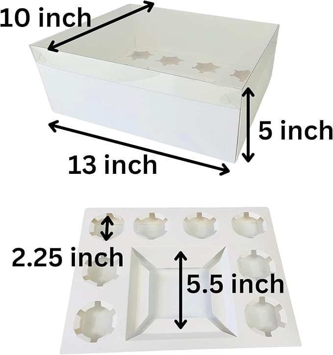 Sweet Degrees 10 Pack Cake And 8 Cupcakes Bento Box | Transparent And Clear Dessert Storage Container With Lid | Portable Box For Cakes & Cupcakes, Treats | Bpa-Free | Great For Birthdays & Parties