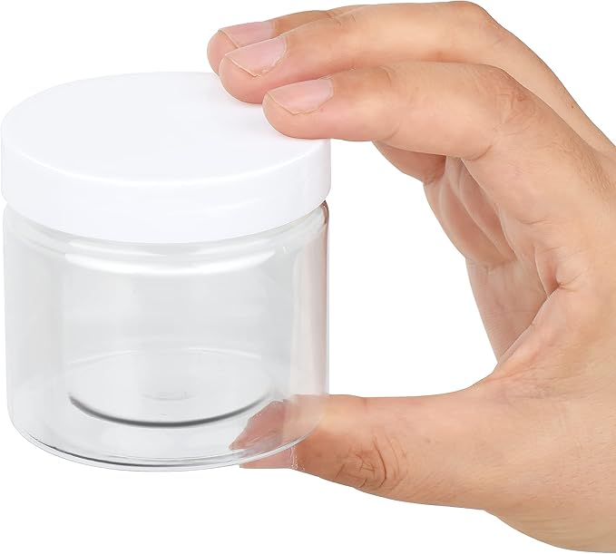 Healthy Packers Plastic Jars With White Lids - 4 oz 36-Pack Small Plastic Containers With Lids, Labels and Marker. Great for Slime, Lotion, Crafts, Travel & General Storage