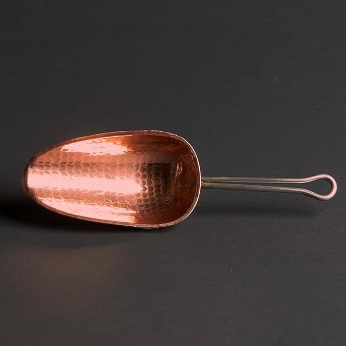 Sertodo Copper Scoop for Ice and Dry goods | Pure Copper, Heavy Gauge, Hand Hammered | Copper Handle | 1.5 Cup Capacity