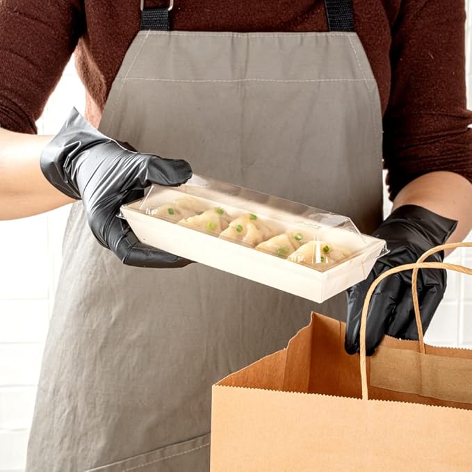 Restaurantware LIDS ONLY: Taipei 8 x 3 x 1.3 Inch Rectangle Transparent Lids 100 Plastic Lids For 9 Ounce Rectangle Wooden Containers - Containers Sold Separately Clear Plastic To Go Box Lids