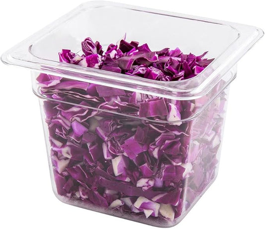 Restaurantware Met Lux 6 Inch Deep Food Pans 1 1/6 Size Commercial Food Storage Container - Freezable Avoids Breaking Clear Plastic Cold Pans Dishwashable For Kitchens Restaurants Or Cafeterias