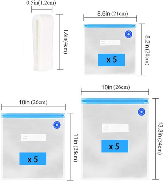 Vacuum Sealer Zipper Bags Sous Vide bags for food BPA Free Reusable Resealable with Air Valve Double Layers Food Storage 3 Sizes15 Pcs