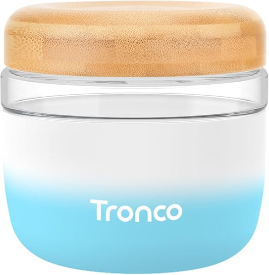 Tronco 24 oz Glass Container with Bamboo Lids, Food Storage Bowls for Soup, Stew & Overnight Oats, Meal Prep, Glass Lunch Bowl Container 100% Leak & Spill Proof, Airtight, BPA-Free- Ideal Gifts