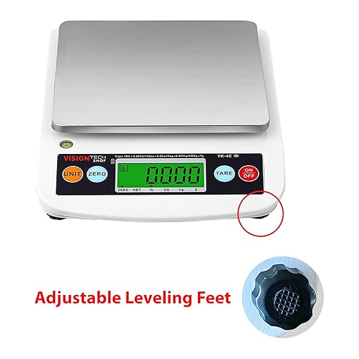 VisionTechShop VK-4C 0.1g Premium Food Kitchen Scale, Lb/Oz/Kg/g Switchable, Stainless Steel Plate Food Scale, LCD Display with Backlight, 10lb Max Capacity, 0.001lb Readability