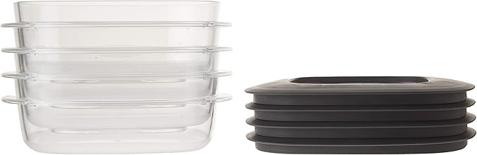Rubbermaid Premier Food Storage Container, 3 Cup, Grey (4 Pack)