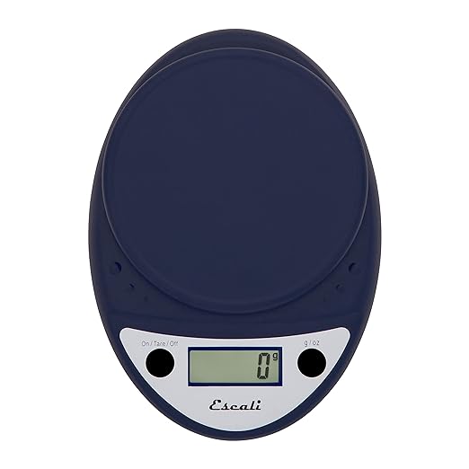 Escali Primo Digital Food Scale Multi-Functional Kitchen Scale and Baking Scale for Precise Weight Measuring and Portion Control, 8.5 x 6 x 1.5 inches, Royal Blue