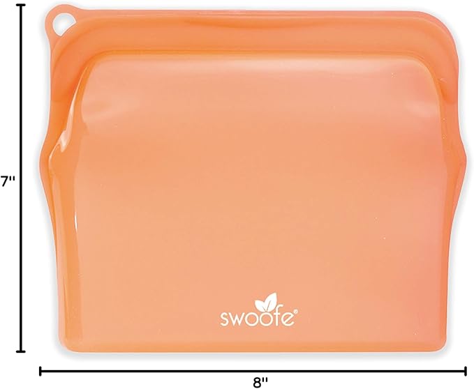 Reusable Silicone Food Bag | Sandwich Size 30 Oz (Coral) | Eco-Friendly | Plastic Free Storage Lunch Bag | Great for Cooking, Sous Vide, or Freezer use | Leakproof, Dishwasher-Safe.