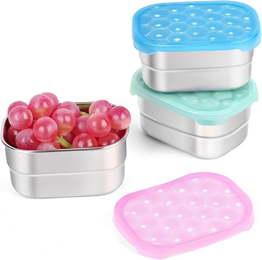 Kids Snack Pro - Stainless Steel Snack Containers for Kids | Easy Open Leak Proof Small Food Containers with Silicone Lids - Perfect Metal Toddler Lunch Box for Daycare and School (8oz)