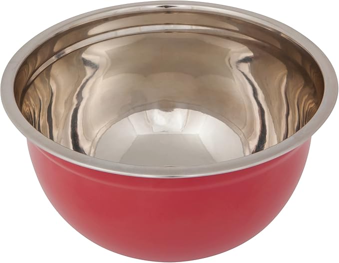 Now Designs Matte Coated Steel Mixing Bowls, Carmine Red, 5 qt, 3 qt, 1.5qt, Set of 3