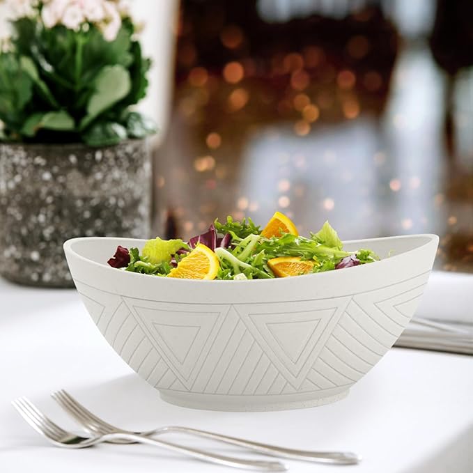 65oz Large Salad Bowls Ivory - Wheat Straw Salad bowls Set of 4 - Unbreakable Salad Bowls Dishware & Microwave Safe - BPA Free Bowls for kitchen,camping