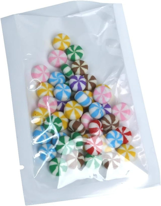 QQ Studio 100 PCS Metallic Mylar Foil Open Top Sealable Bags (7x10cm (2.7x3.9"), Clear & White)