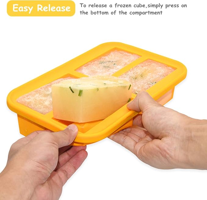 Bangp 1-Cup Silicone Freezing Tray with Lid,Soup Freezer Molds,Freezer Tray with Lid for Meal Prep,Silicone Molds for Soup and Food Storage - Makes 4 Perfect 1 Cup Portions